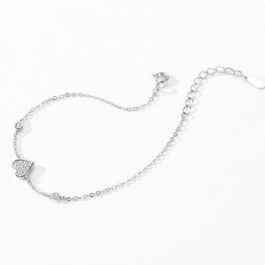 Elegant S925 sterling silver heart bracelet with sparkling pavé crystals and star accents