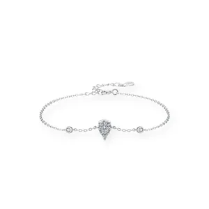 S925 Sterling Silver Pear Shape Rhinestone Bracelet For Women Elegant Water Drop Micro Pave Chain Fashion Jewelry Bracelet Gift