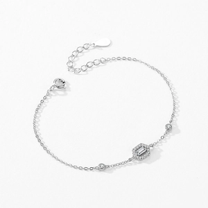 Minimalistisches S925 Sterlingsilber Armband mit geometrischem Hexagon-Anhänger