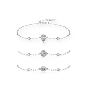 925 Sterlingsilber Geometrische Wassertropfen Rund Strass Armband Für Damen Leichter Luxus Mode Schmuck S925 Feine Kette Armband Geschenk