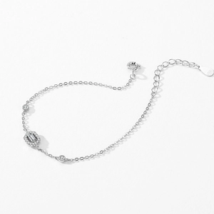 S925 Sterling Silber Armband mit geometrischem Anhänger und funkelndem Zirkonia-Stein