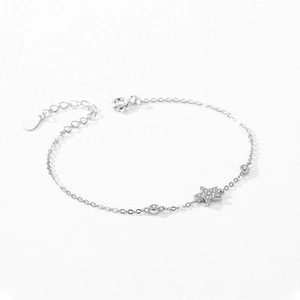 Elegant S925 sterling silver star bracelet with shimmering zircon stones on a white background