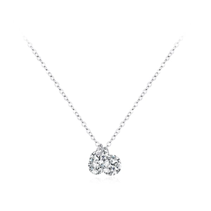 Sparkling S925 sterling silver necklace with two round-cut cubic zirconia pendants