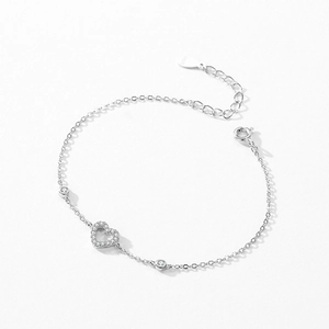 Elegant S925 sterling silver heart bracelet with sparkling pavé cubic zirconia