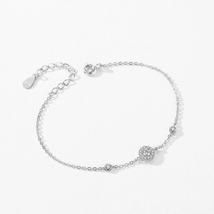 Bracelet luxueux en argent S925 avec zircons circulaires et détails en goutte