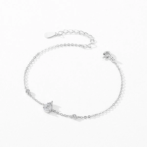 S925 Sterling Silber Armband mit Wassertropfen und runden Mikroeinlege-Steinen