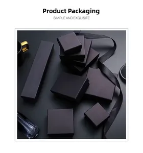 Minimalist black jewelry gift boxes for rings and earrings in premium matte texture