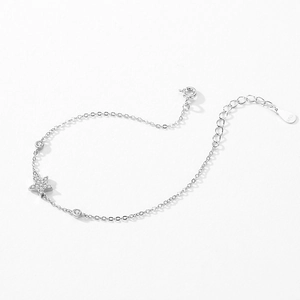 Exquisite S925 sterling silver star bracelet with micro-pave cubic zirconia accents