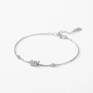 Elegant S925 sterling silver butterfly bracelet with sparkling micro-pave diamonds for women