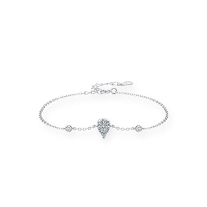 S925 sterling silver bracelet featuring a pear-shaped cubic zirconia and adjustable chain