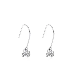 925 Sterling Silver Double Rhinestone Hook Earrings For Women Minimalist Personalized Jewelry Lightweight Dangle Earrings