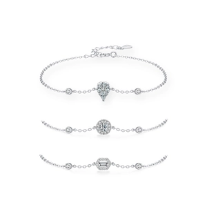 S925 Sterling Silber Armband Set mit Tropfen, runden und Smaragdschliff Kristallen