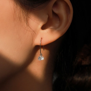 Elegant S925 sterling silver drop earrings featuring double round-cut zircon crystals