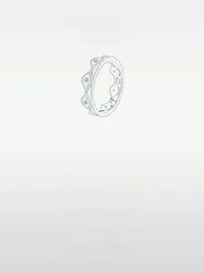 Croquis détaillé de bague couronne en argent sterling S925 avec diamants pavés et poinçon