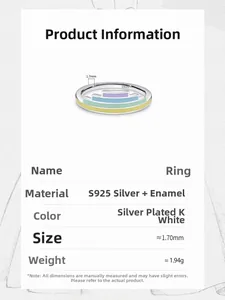 Macro shot of S925 sterling silver ring showing colorful enamel gradient details