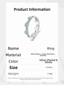Spécifications détaillées de la bague œil en argent S925 avec émail vert et zircons cubiques
