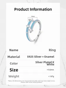 Details zum S925 Sterlingsilber Ring mit blauem Emaille und Stern-Elementen