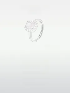 Detailed design sketch of a rectangular pink diamond S925 silver ring with double prongs
