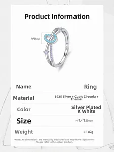 Detailed specs of S925 silver cross ring with turquoise enamel and purple zircon stones