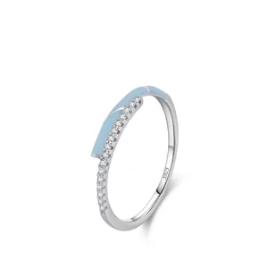 S925 Sterling Silver Niche Design Enamel Pave Zirconia Ring Women Light Luxury Modern Geometric Jewelry Fashion Finger Ring