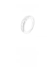 Detail of S925 sterling silver chain ring featuring pavé diamonds and layered design