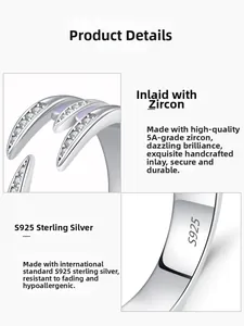 Close-up of S925 silver ring featuring micro-pave zircons and lavender enamel details
