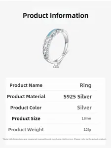 Detail view of S925 silver chain ring with blue enamel and 1.8mm width specifications