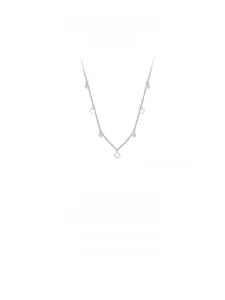 Macro view of S925 sterling silver bohemian choker featuring tiny round and square charms