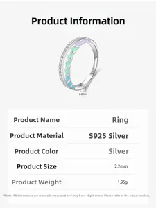 Detailed specifications of S925 silver double layer ring with enamel and micro-pave crystals