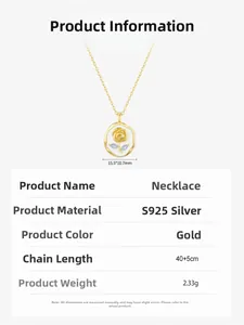 Dimensions et spécifications détaillées du collier en argent S925 avec émail de rose