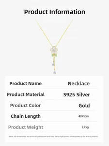 Spécifications du collier orchidée en argent S925 avec les dimensions et le poids