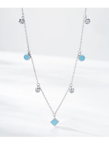 Detailed close-up of S925 silver bohemian choker with blue enamel and zircon stones