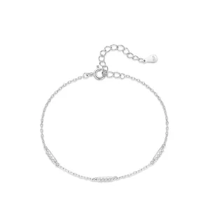 Bracelet Délicat en Argent Sterling 925 Micro Pavé Zirconia Minimaliste Chaîne Fine Ajustable Bijoux pour Femmes Cadeau