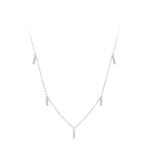 925 Sterlingsilber Zirkonia Stabanhaenger Halskette Fuer Damen Minimalistische Schluesselbeinkette Geometrischer Schmuck Mode Accessoires Geschenk
