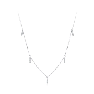 S925 Sterling Silber Kette mit fünf hängenden Zirkonia Barren-Anhängern in V-Form Layout