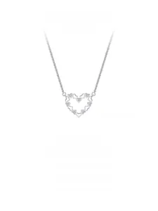 Detailed close-up of heart-shaped S925 silver pendant with purple zircon accents