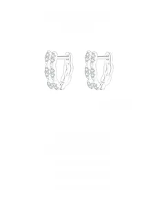 Detailed view of S925 sterling silver hoop earrings featuring micro-pave white zircon stones