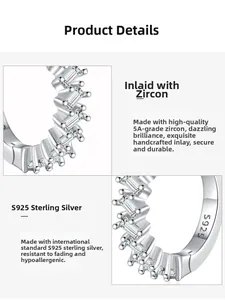 Détails de boucles d'oreilles en argent S925 avec incrustations de zircons de qualité 5A