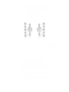 Macro shot of S925 sterling silver geometric stud earrings with sparkling cubic zirconia