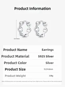 Macro shot of S925 sterling silver chain link earrings with micro-pave cubic zirconia