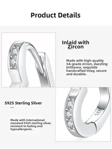Macro view of S925 sterling silver heart earrings with hand-set 5A cubic zirconia