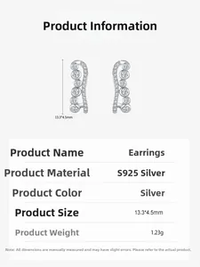 Detailed specifications of S925 silver bubble earrings with cubic zirconia stones