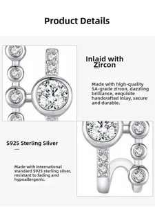 Detailed macro view of S925 sterling silver earrings with inlaid 5A cubic zirconia stones