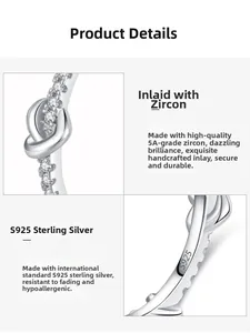 Macro detail of S925 sterling silver stamp and handset 5A zircon on twisted ring