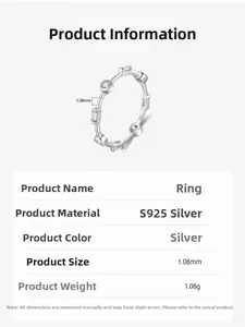 Detailed specs of S925 sterling silver geometric ring with cubic zirconia stones