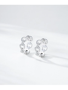 Macro shot of S925 sterling silver chain link hoop earrings with micro-inlaid zircons