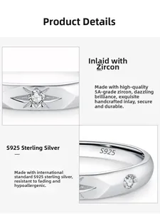 Detail shot of S925 sterling silver hallmark and 5A zircon inlay on the star ring