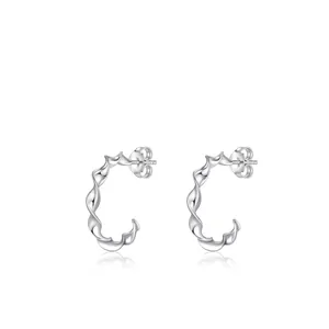 Orecchini a Bottone a Forma di C Intrecciati in Argento Sterling 925 per Donna Orecchini a Spirale Geometrici Minimalisti