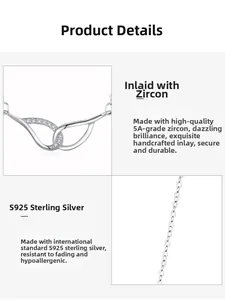 Close-up of S925 silver necklace with 5A cubic zirconia stones and wing design