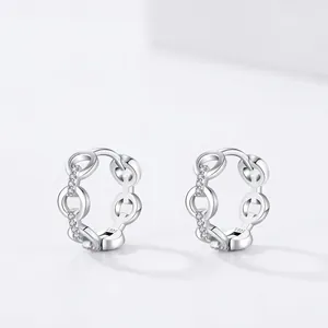 925 Sterling Silver Chain Link Hoop Earrings Micro Inlaid Zirconia Geometric Dangle Earrings Fashion Jewelry For Women Gift